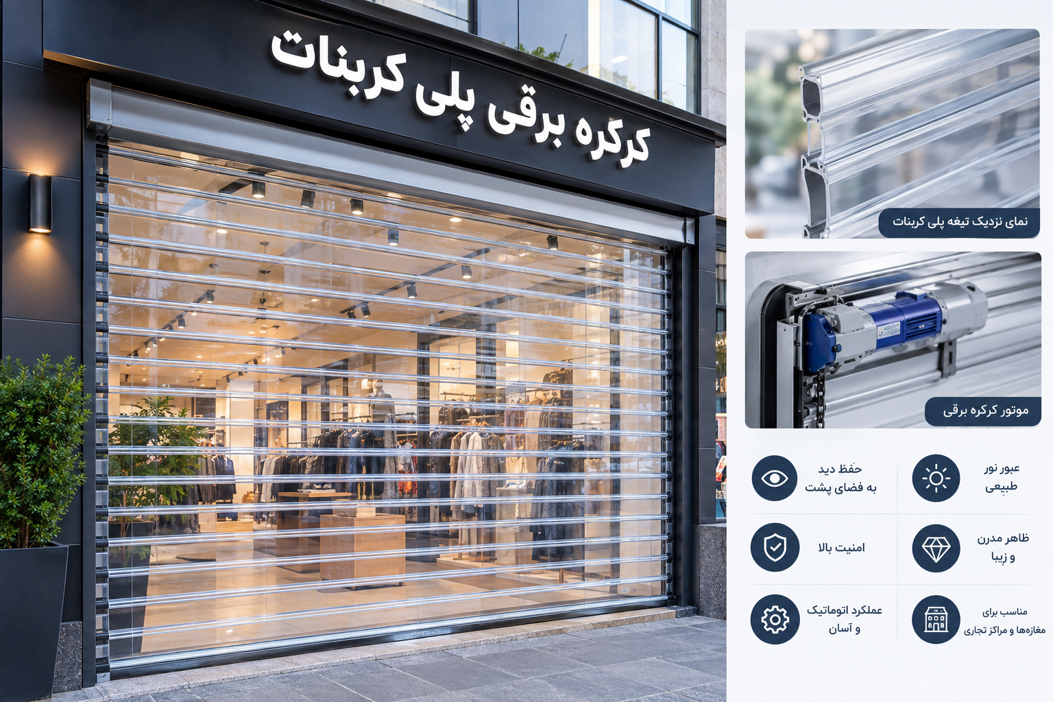کرکره برقی پلی کربنات