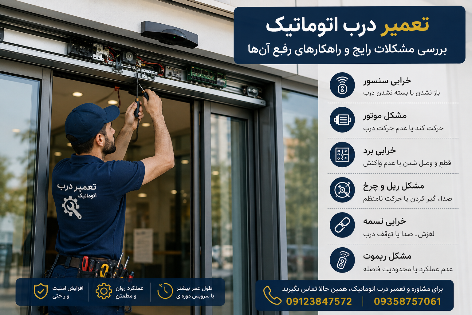 تعمیر درب اتوماتیک؛ بررسی مشکلات رایج سال1405 1 تعمیر درب اتوماتیک