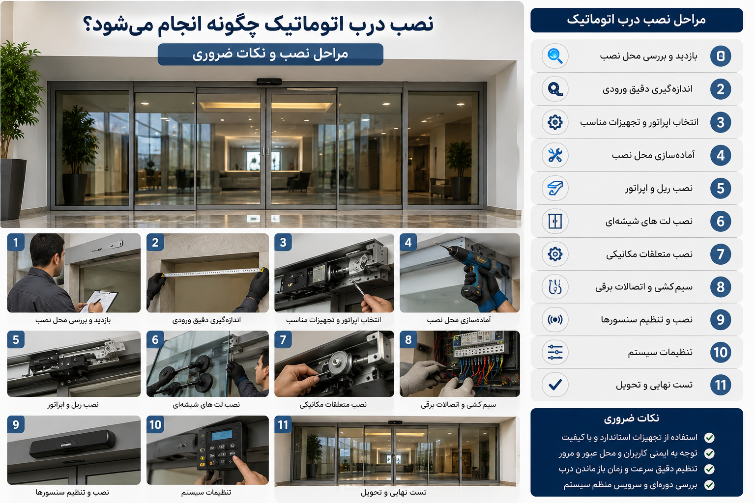 نصب درب اتوماتیک چگونه انجام میشود؟ 14 مورد مراحل نصب و نکات ضروری 1 نصب درب اتوماتیک