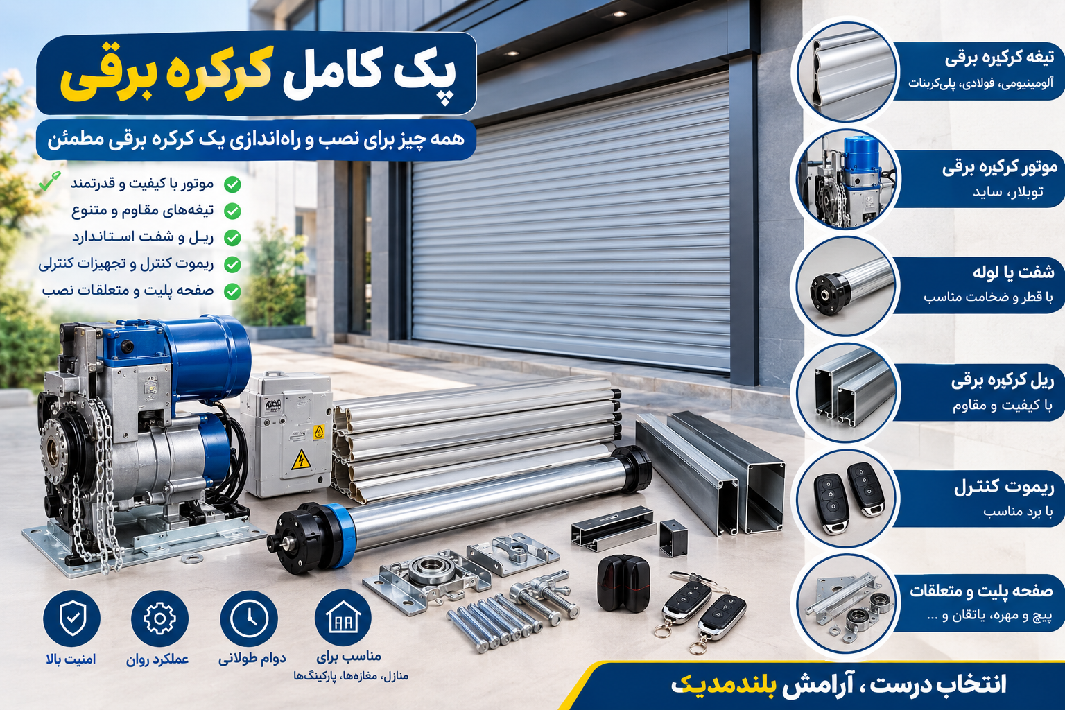 پک کامل کرکره برقی؛ راهنمای جامع خرید و انتخاب بهترین تجهیزات 1 پک کامل کرکره برقی